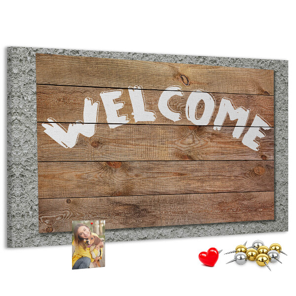 Tableau affichage liège Panneau de bienvenue en bois avec inscription