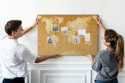 Tableau en liège Une carte du monde dans des tons de brun