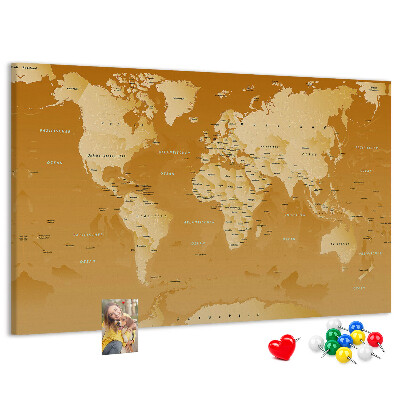 Tableau en liège Une carte du monde dans des tons de brun
