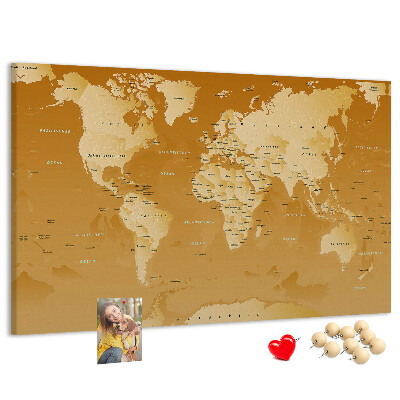 Tableau en liège Une carte du monde dans des tons de brun