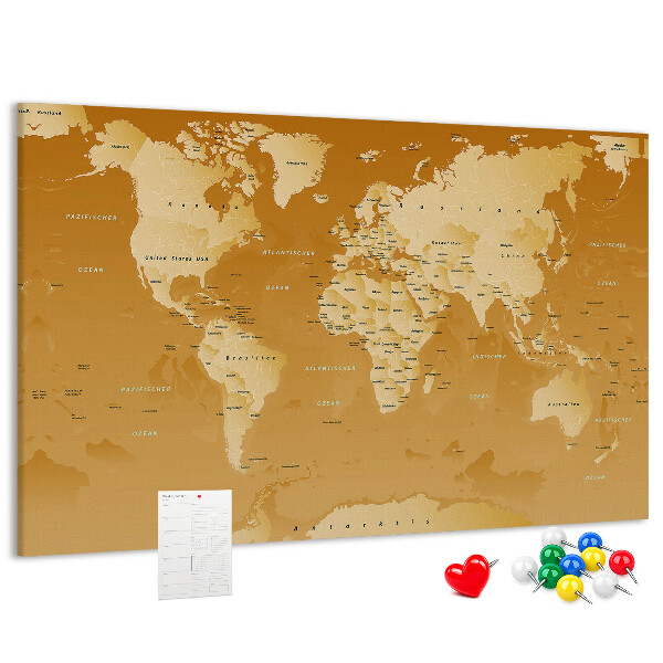 Tableau en liège Une carte du monde dans des tons de brun
