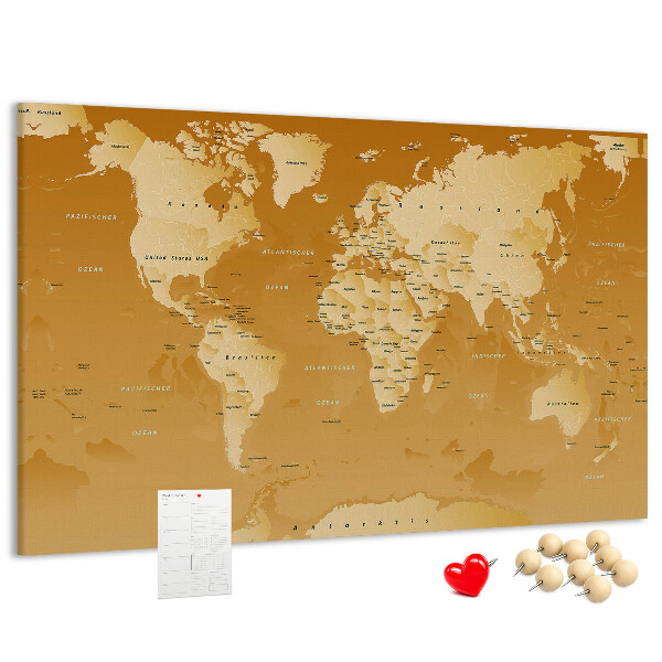 Tableau en liège Une carte du monde dans des tons de brun