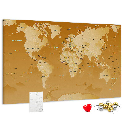 Tableau en liège Une carte du monde dans des tons de brun