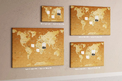 Tableau en liège Une carte du monde dans des tons de brun