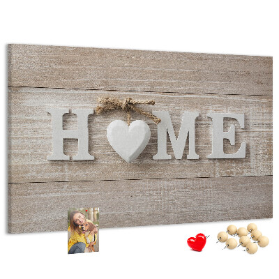 Tableau affichage liège Inscription HOME élégante avec un cœur