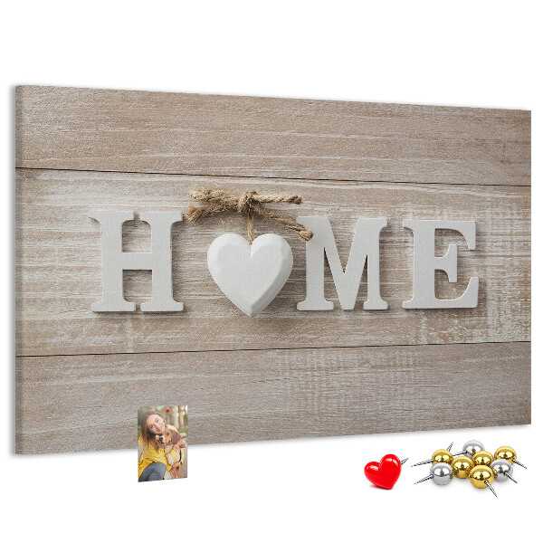 Tableau affichage liège Inscription HOME élégante avec un cœur