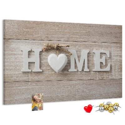 Tableau affichage liège Inscription HOME élégante avec un cœur
