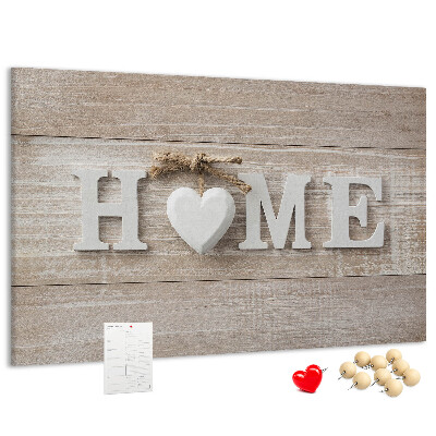 Tableau affichage liège Inscription HOME élégante avec un cœur