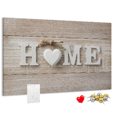 Tableau affichage liège Inscription HOME élégante avec un cœur