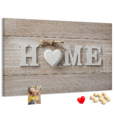 Tableau affichage liège Inscription HOME élégante avec un cœur