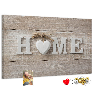 Tableau affichage liège Inscription HOME élégante avec un cœur