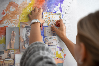 Tableau de liège Carte du monde colorée dans le style aquarelle