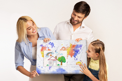 Tableau de liège Carte du monde colorée dans le style aquarelle