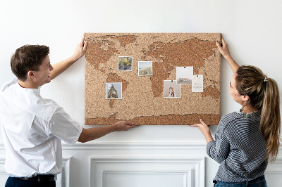 Tableau en liège carte du monde en liège naturel