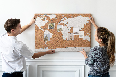 Tableau affichage liège Carte du monde en liège à épingler.