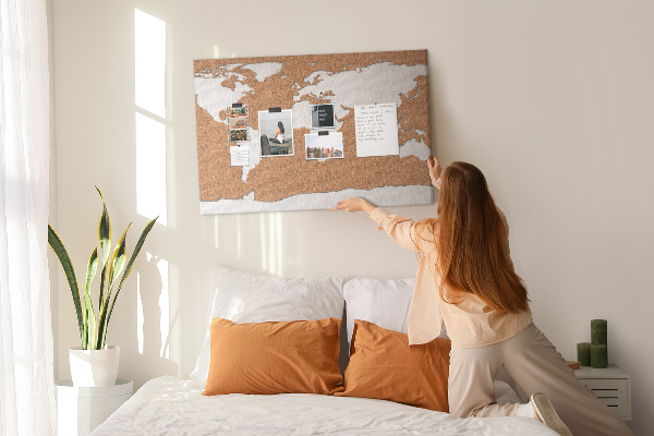 Tableau affichage liège Carte du monde en liège à épingler.