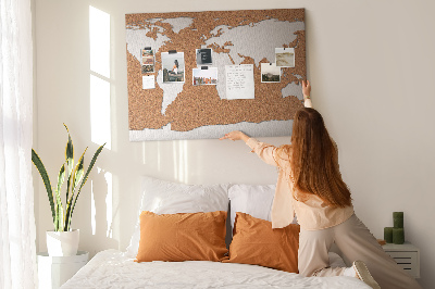 Tableau affichage liège Carte du monde en liège à épingler.