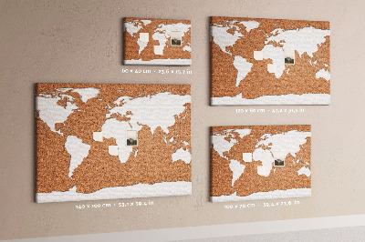 Tableau affichage liège Carte du monde en liège à épingler.