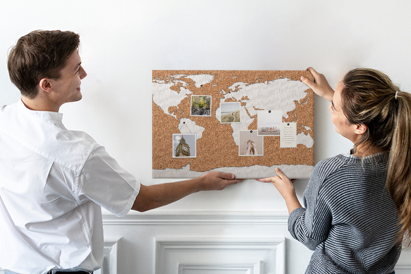 Tableau affichage liège Carte du monde en liège à épingler.