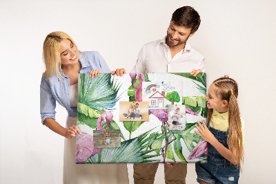 Tableau en liège Des flamants roses dans un cadre tropical