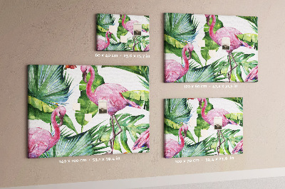 Tableau en liège Des flamants roses dans un cadre tropical