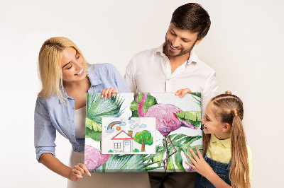 Tableau en liège Des flamants roses dans un cadre tropical