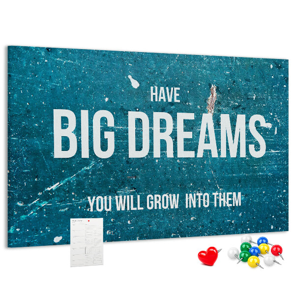 Tableau affichage liège Les rêves grandissent sur un fond bleu