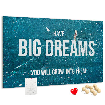 Tableau affichage liège Les rêves grandissent sur un fond bleu