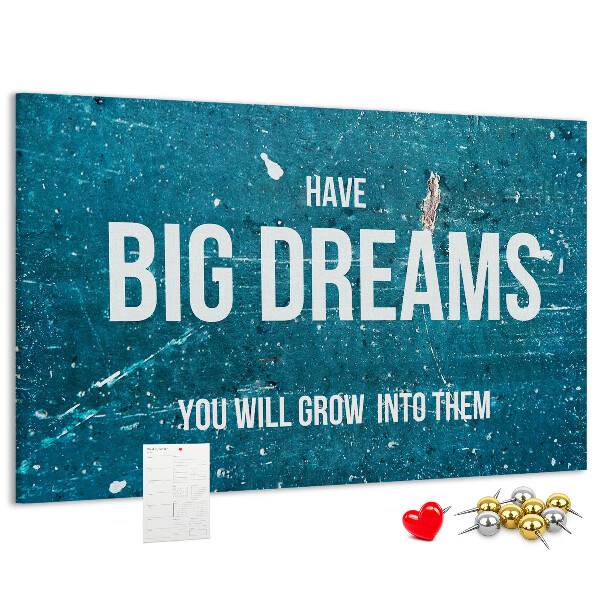 Tableau affichage liège Les rêves grandissent sur un fond bleu
