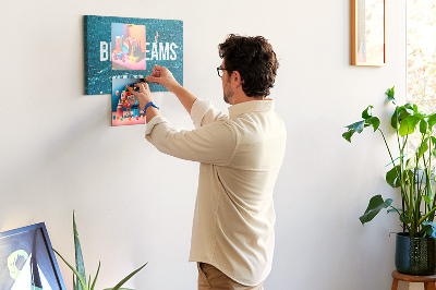 Tableau affichage liège Les rêves grandissent sur un fond bleu