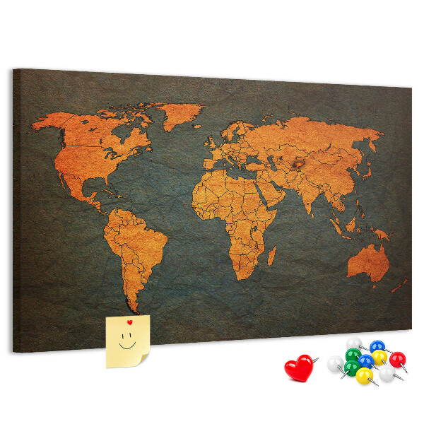 Tableau en liège Carte du monde antique dans des tons de brun