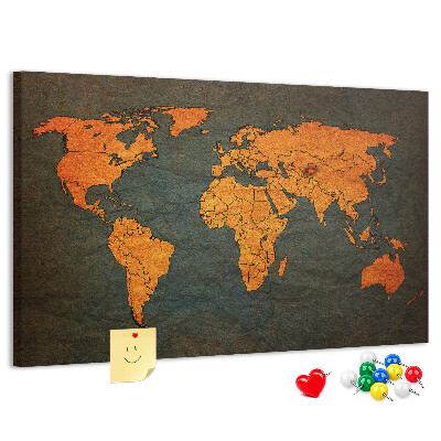 Tableau en liège Carte du monde antique dans des tons de brun