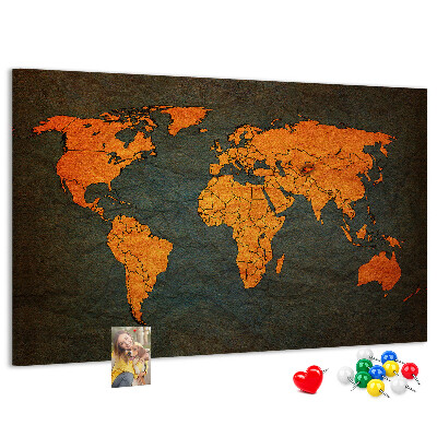 Tableau en liège Carte du monde antique dans des tons de brun