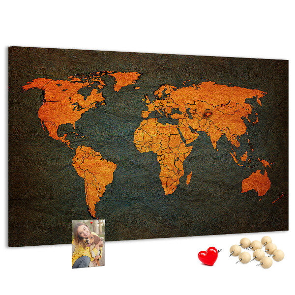 Tableau en liège Carte du monde antique dans des tons de brun