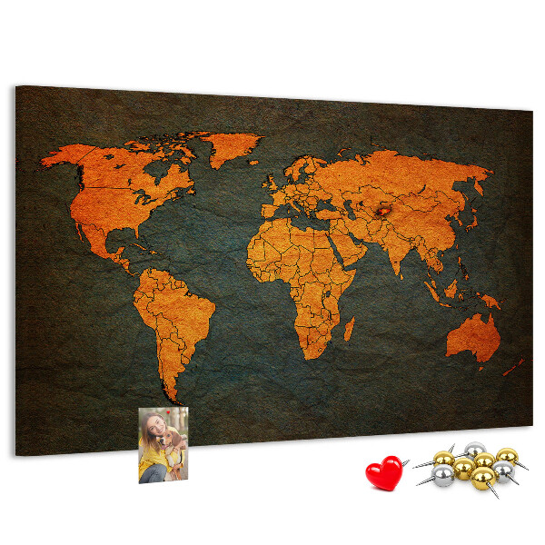 Tableau en liège Carte du monde antique dans des tons de brun