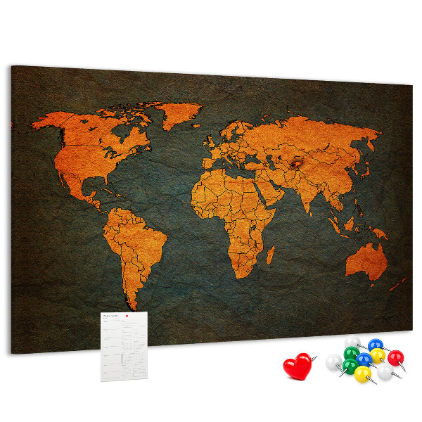 Tableau en liège Carte du monde antique dans des tons de brun