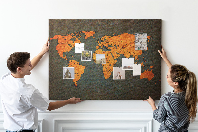 Tableau en liège Carte du monde antique dans des tons de brun