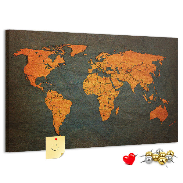 Tableau en liège Carte du monde antique dans des tons de brun