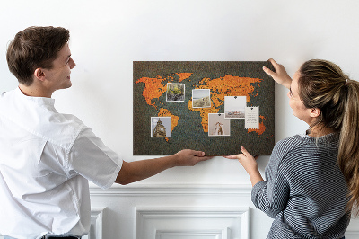 Tableau en liège Carte du monde antique dans des tons de brun