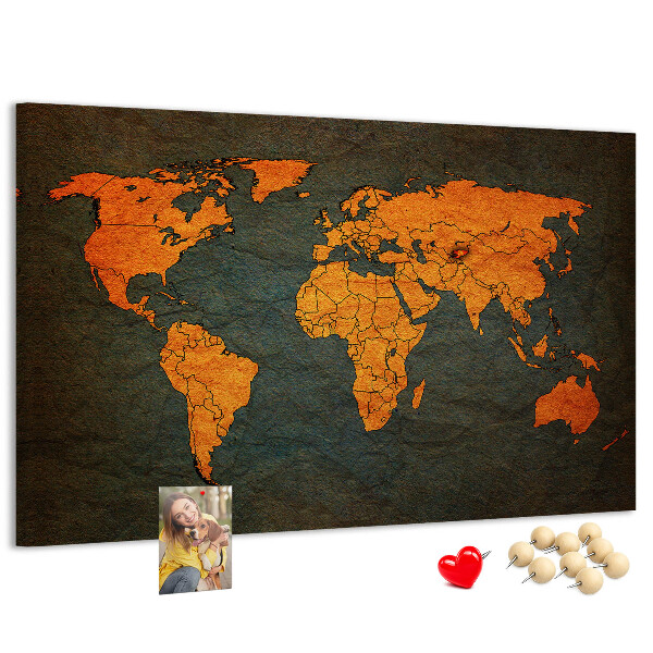 Tableau en liège Carte du monde antique dans des tons de brun