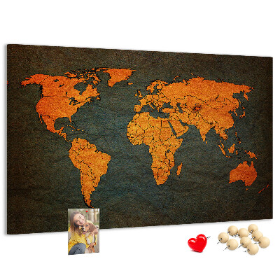 Tableau en liège Carte du monde antique dans des tons de brun