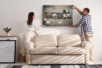 Tableau affichage liège Lettres de famille sur fond de bois