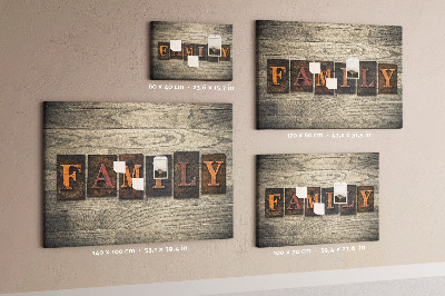 Tableau affichage liège Lettres de famille sur fond de bois