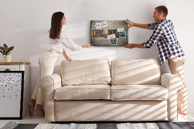 Tableau affichage liège Lettres de famille sur fond de bois
