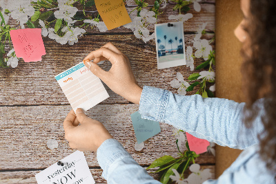 Tableau de liège Fleurs sur fond de planche en bois