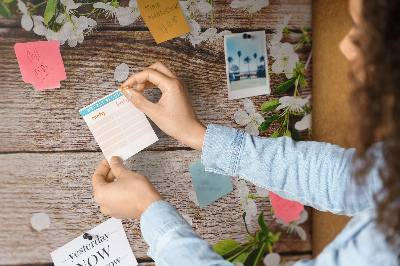 Tableau de liège Fleurs sur fond de planche en bois