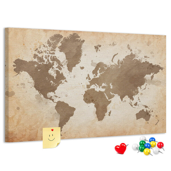 Tableau en liège Une carte du monde dans des tons de brun