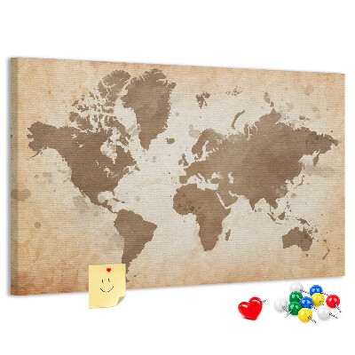 Tableau en liège Une carte du monde dans des tons de brun