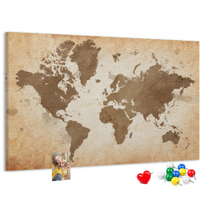 Tableau en liège Une carte du monde dans des tons de brun