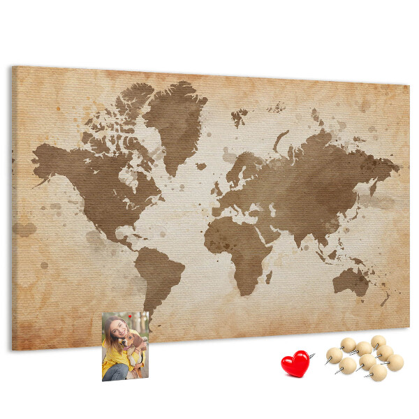 Tableau en liège Une carte du monde dans des tons de brun